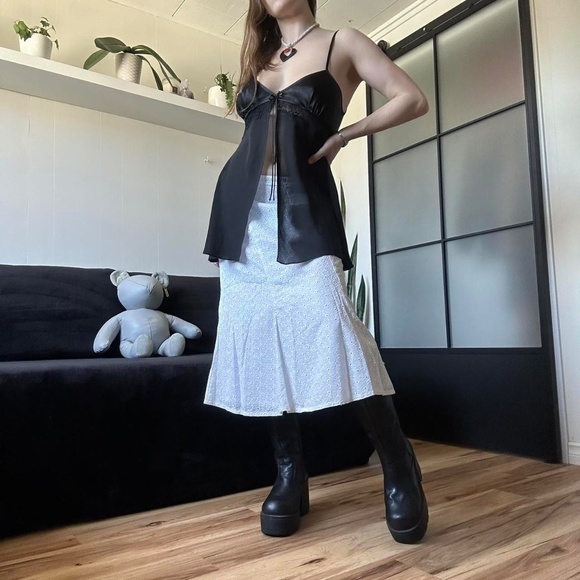 Vintage Designer Emma James White Midi Skirt - Picture 2 of 8